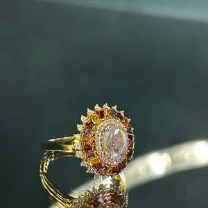 Premium Malagasy Moonstone ring set in 18K vermeil YG over 925 Sterling Silver